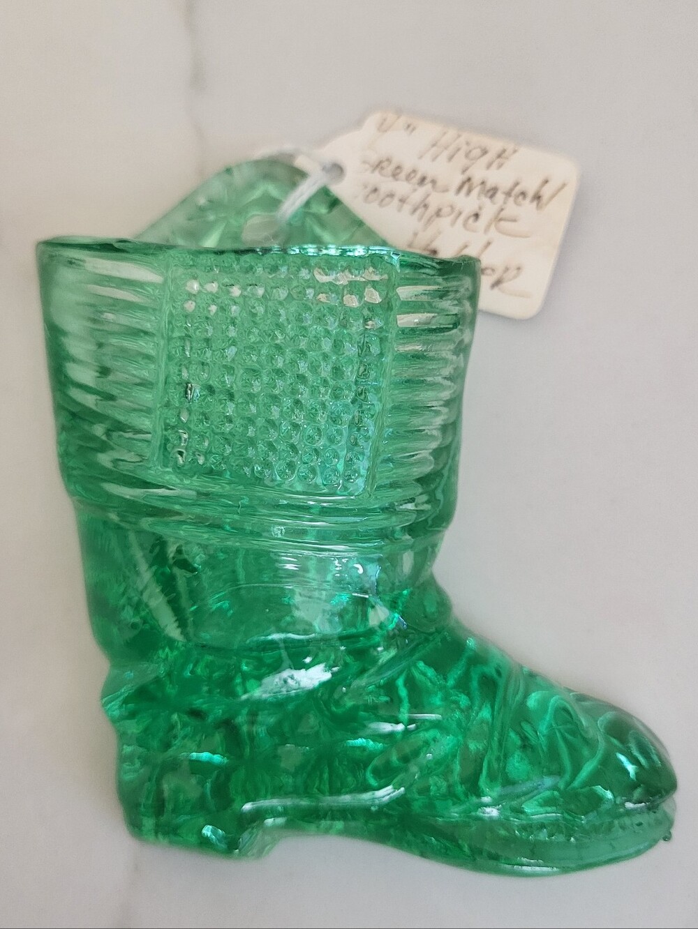 Vintage Green Glass Boot